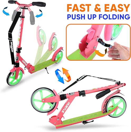 Image of Hurtle Lightweight and Foldable Kick Scooter, Watermelon (HURTS89)
