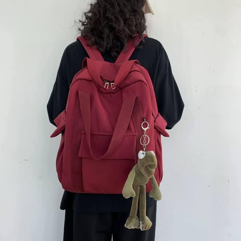 Miniatura 2 de Nueva Mochila Linda para damas, mochila Escolar De Color Sólido, Bolsa De Viaje De Hombro, Mochila Simple, Rojo -, Mochilas tradicionales