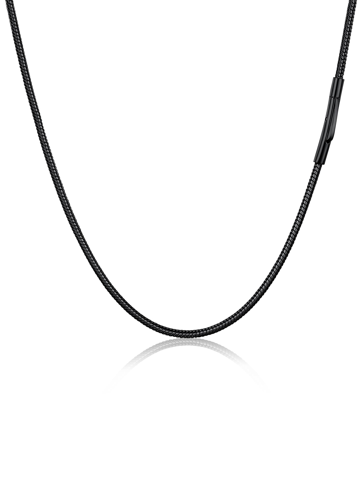 PROSTEEL Snake Chain Necklace with Sturdy Clasp, 2MM Thin Chain for Adding a Pendant, Mens Jewellery, 316L Stainless Steel Silver/Gold Plated/Black (With Gift Box)
