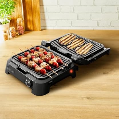 Tefal SuperGrill 3in1 Kontaktgrill, BBQ-Funktion, Ofenposition mit 3 Höhen, 600 cm² Grillfläche, regelbarer Thermostat, 3 Temperaturstufen, antihaftbeschichtet, 2000 Watt, Schwarz/Silber, GC510DE0 – Bild 4