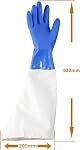 Canvas Rubber Sandblasting Gloves 65cm – Durable Abrasion-Resistant Sand Blaster Protection Gloves for Sandblast Cabinets, Anti-Slip Flexible Arm-Length Work Gloves, Blue