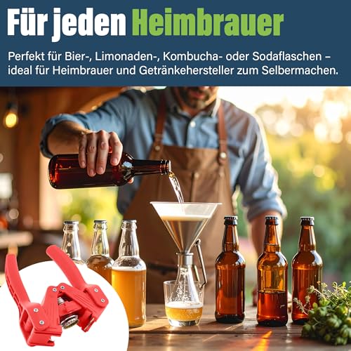 Flaschenverschluss inklusive 120 KOSTENLOSEN Verschlüssen für selbstgebrautes Bier oder Limonadenflaschen aus Glas – einfach zu verschließen
