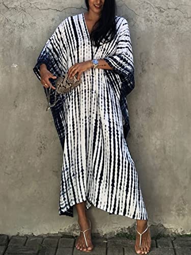 Image of Kaftan Dresses for Women Plus Size Summer Beach Dress with Print and Swim Cover Ups
