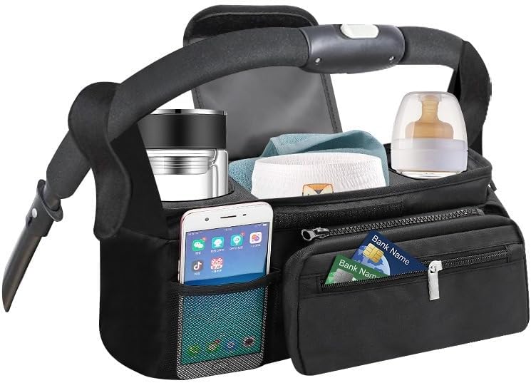 PandaEar Organizador universal para cochecito con portavasos