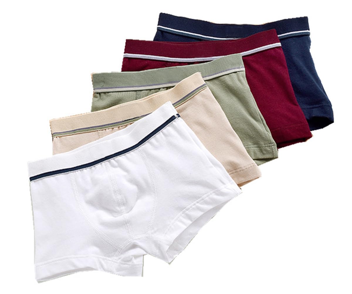 Garçons Boxers Briefs,Coton Enfants sous-vêtements Shorts Briefs, Lot de 5 sous-vêtements de Garçon Boxer Slip en Coton Culotte Pantalon 2-20 Ans(Couleur Unie,9-10 Ans)…