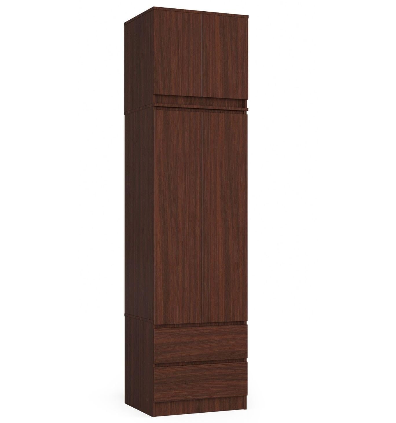 AKORD | Armadio con Estensione | Armadio con Ripiani, e Appendiabiti e Cassetti | 234 cm di Altezza | Mobiletto Cameretta Camera da Letto | Mobili soggiorno | Guardaroba |Wengé