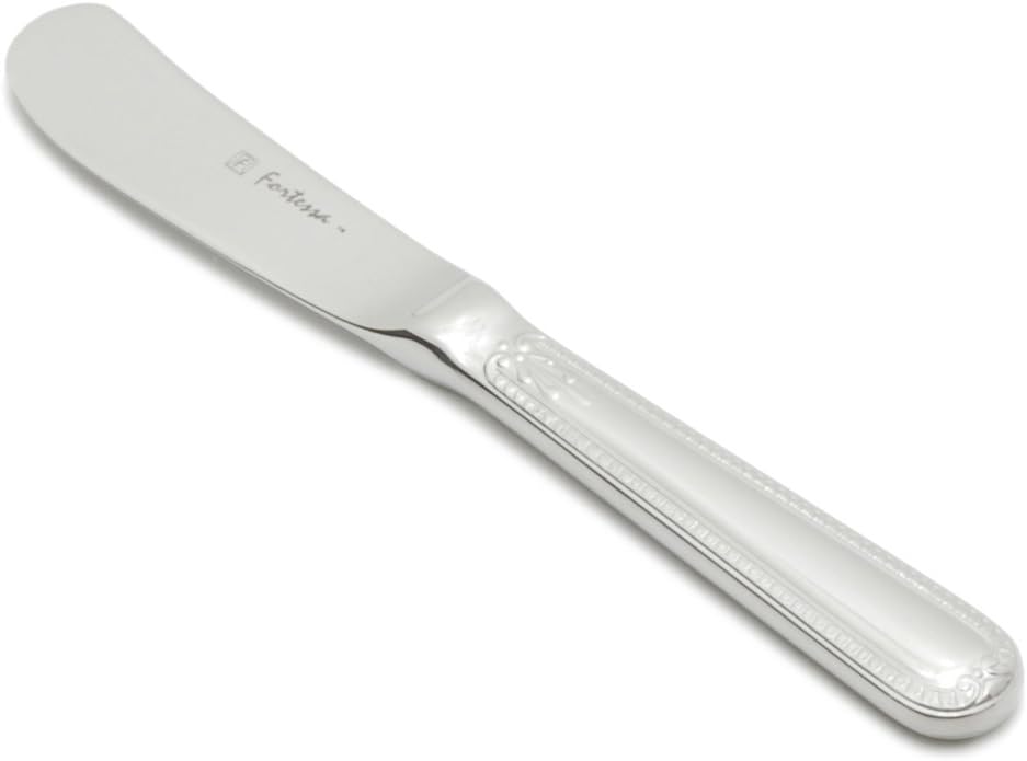 Fortessa Savoy 18/10 Stainless Steel Flatware Solid Handle Butter Knife, Set of 12