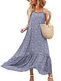 LOGENE Women Summer Spaghetti Sling High Low Ruffle Loose Long Maxi Casual Dress 450-lanbaihua-M