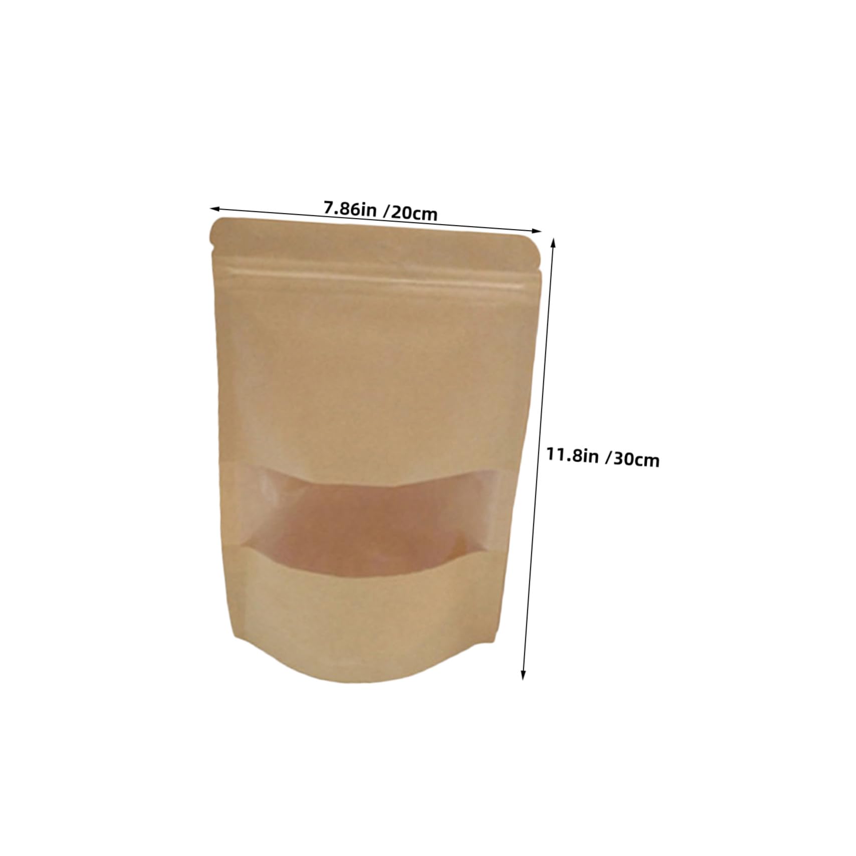50 Pièces Sachets Kraft Alimentaire avec Fenêtre Mat et Zip Réutilisables Sacs Stand Up Resealables pour Stockage Biscuits Bonbons et Snacks