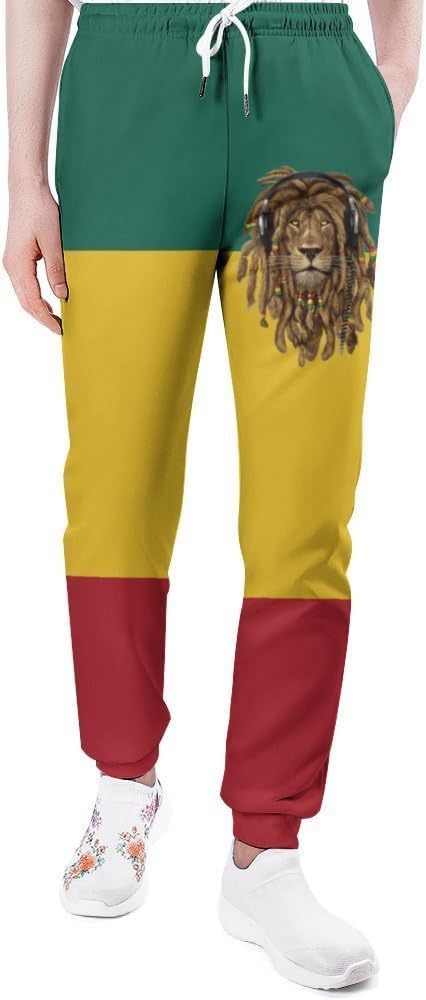 Reggae Rasta Lion Flag Mens Sweatpants Casual Trousers Long Pants Couples Elastic Sport Pants