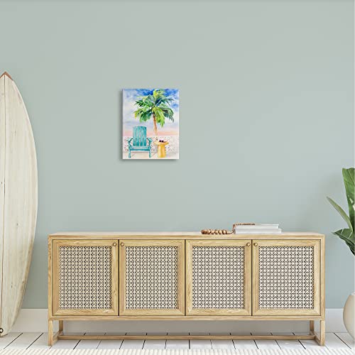 Image of Stupell Industries Tropical Beach Chair Palm Tree Seaside Painting, Design by Lanie Loreth, 16 x 20, Blue