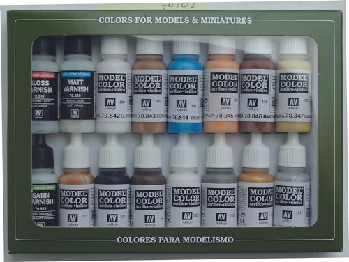 Vallejo Folkstone 70102 Lot de 16 boîtes de Peinture Acrylique Couleurs Assorties Modèle Miniatures