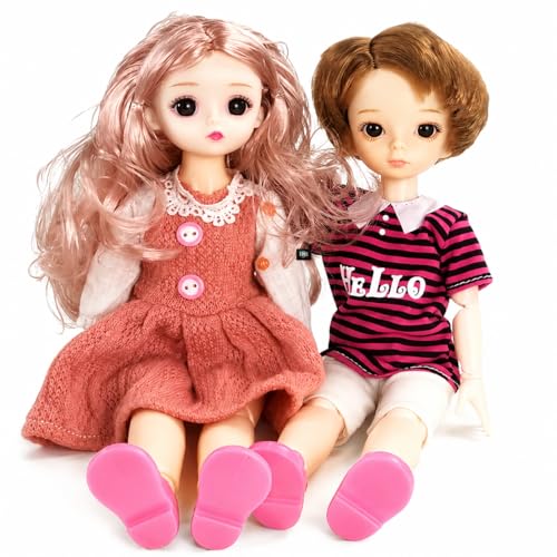Image of DSR 30 CM Boy & Girl Fashion Doll Set | Cute Couple Dolls with Pink Shoes | Stylish Kids Toy (30CM) (BOY & Girl)