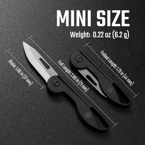 Image of KeyUnity KK05 Titanium Mini Pocket Knife, 1.06-Inch Blade, Black | Lightweight EDC Knife for opening packages and snack wrappers, removing clothing tags, and handling everyday tasks
