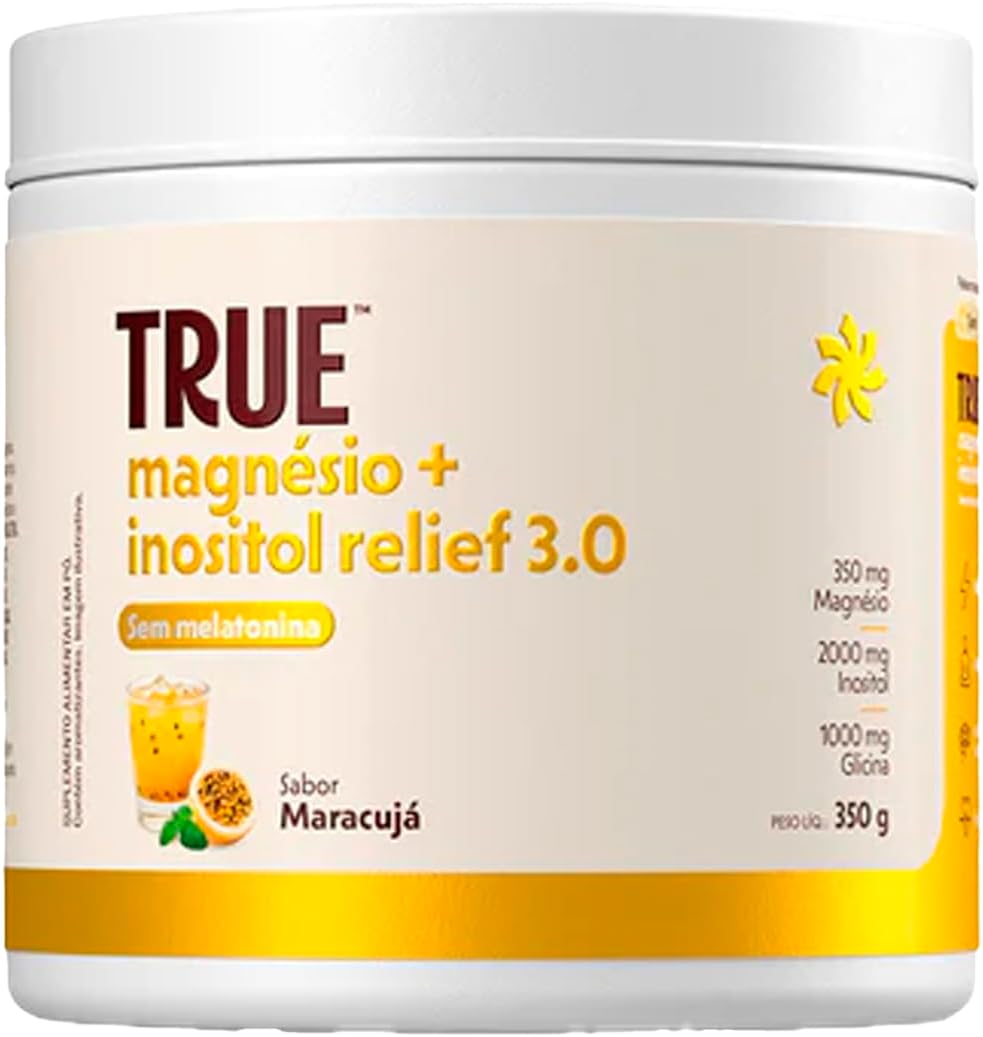 True Magnésio + Inositol Relief 3.0 Sem Melatonina 350g – Complexo de Magnésio + Inositol – Fórmula Avançada – 30 porções (Maracujá) | Complexo de Magnésio + Inositol, Fórmula Avançada, 30 porções