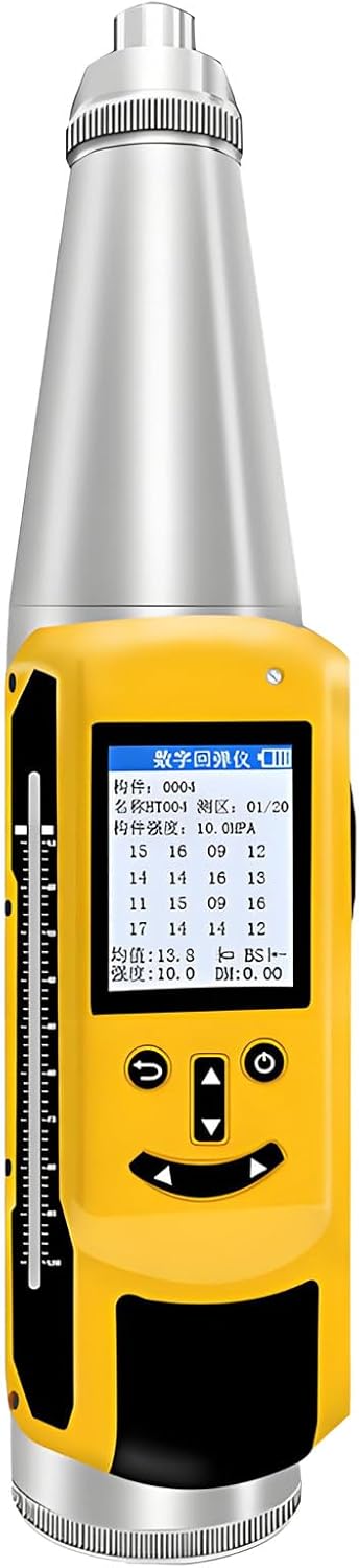 Smart Concrete Rebound Hammer with Data Export & Transmission – 2.207J Impact Energy, 75mm Plunger Stroke, Voice Broadcast for 10-60 MPa Testing
