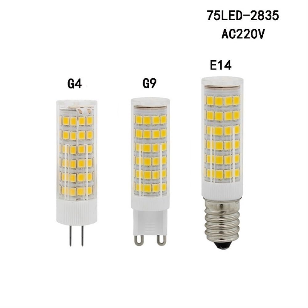 HHF Illuminazione Domestica, Confezione da 50 lampadine LED G9/G4/E14 AC220V 51/75LED-2835SMD 5W/7W Lampada LED in Ceramica a Mais(White 6000K,E14-75LED)