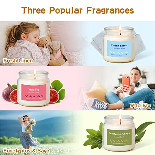 Scented Candles Clearance Gifts For Women, Candles For Home Scented Mothers Day Gifts, Soy Candle Of Fresh Linen, Wild Fig, Eucalyptus & Sage #TOP1