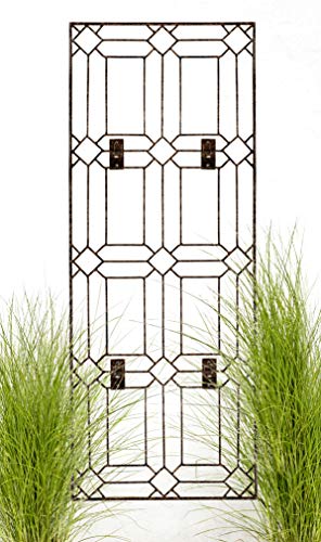H Potter Wall Mounted Metal Trellis for Climbing Plants, 69 Inch Tall Heavy-Duty Iron Garden Wall Decor with Brackets, Outdoor Vine Support, Charcoal Brown Powder-Coated