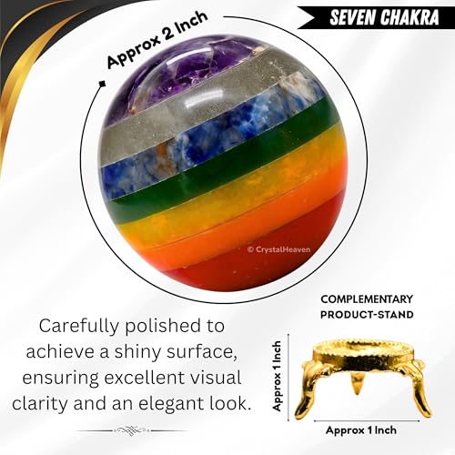 Image of Certified Chakra Crystal Ball for Meditation - Premium Crystal Vastu Items for Home and Feng Shui Items for Good Luck - Ideal for Pooja Supplies and Spiritual Practices (2 inch Inch)
