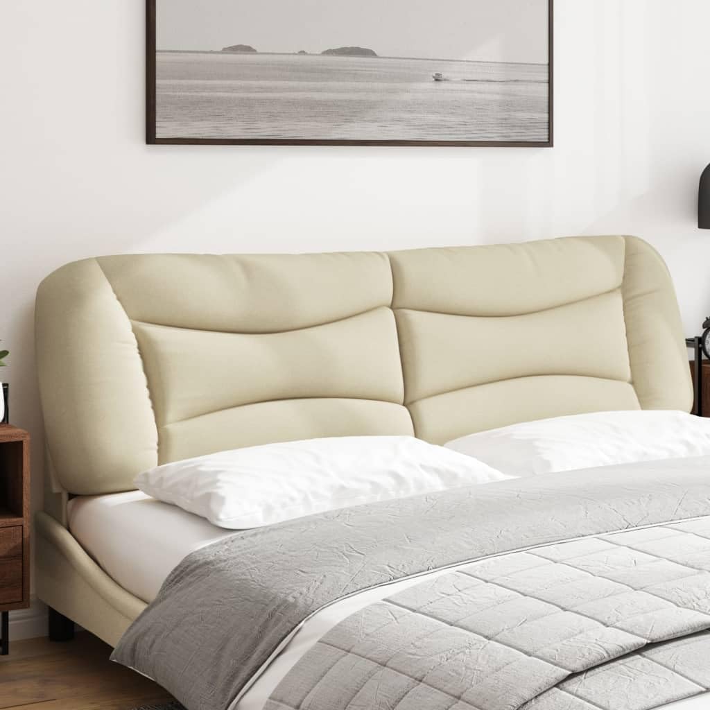 Cuscino Testiera Hvar Crema 180 cm in Tessuto Traspirante Morbido per Letto Elegante Testata Imbottita con Fibra PP per Lettura TV Supporto Schiena Facile Installazione Con Fascia o Testiera Curva