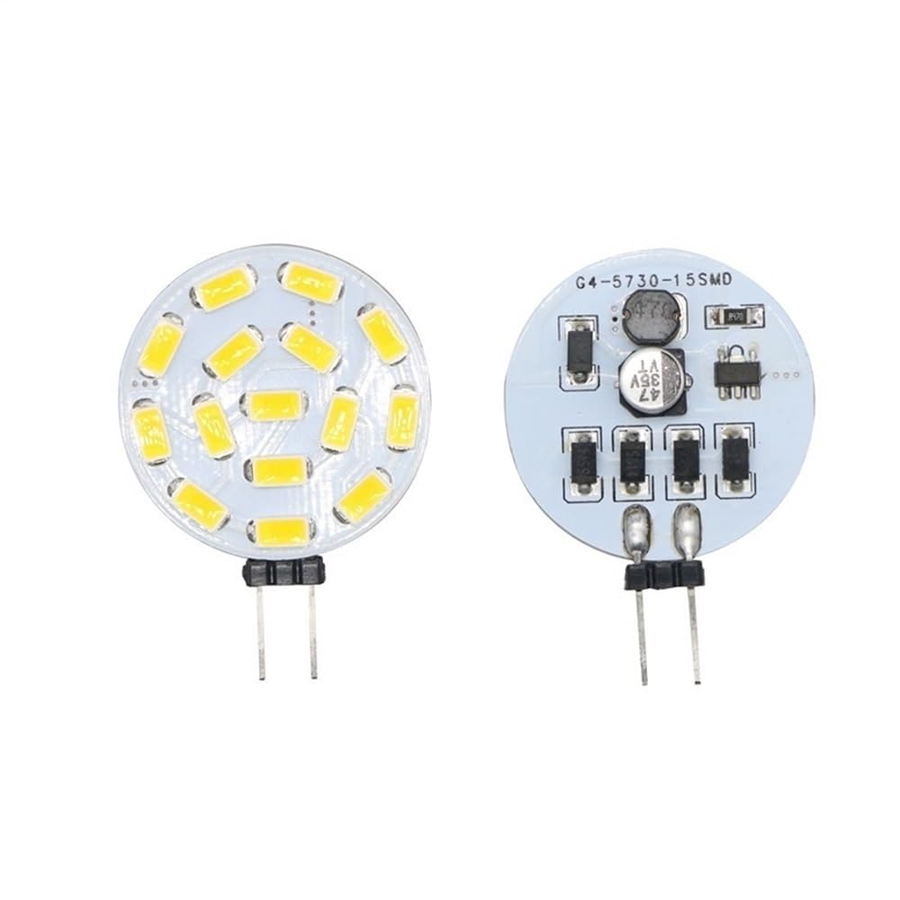 AGIPS FARMACEUTICI AGIP luci a Bassa Tensione 50 pz. DC / AC10V-30V 15 LED G4 SMD 5730 Lampada a LED 3W LED. Lampada da Illuminazione G4 Lampada Rotonda Bianca/Bianca Bianca Lampadine per la casa