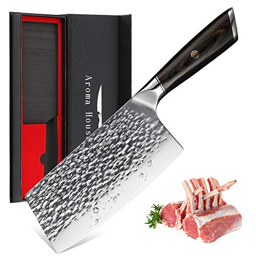 Meat Cleaver,Chinese Chef Knife,7 Inch Vegetable Kitchen Knife,German Stainless-Steel Chopper Cleaver Butcher Knife