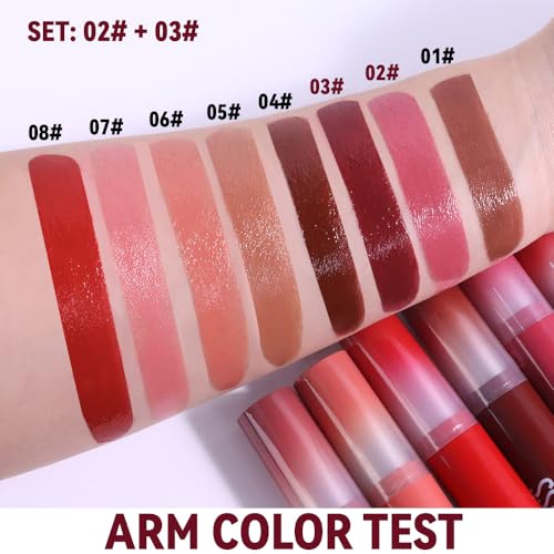 Image of 2Pc Butter Lipstick Tinted Lip Balm, Shine Moisturizing Plumper Lipstick for Women, Natural Nourishing Hydrating Lip Gloss Stain for Dry Lips, Lightweight Lip Liner Care Vegan Makeup, 02 & 03