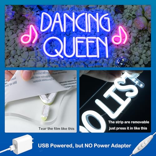 Image of Dancing Queen Neon Sign Dance Led Sign Purple Neon Lights Dance Club Lights Up Sign USB Powered Switch Neon Signs for Wall Decor Dance Studio Dancing Party Bar Dance Club (16.5 * 7.9 inch)