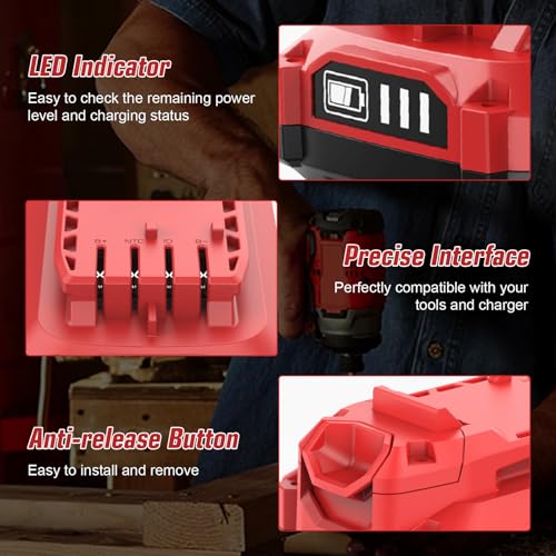 Image of 2Packs Upgarded 4000mAh Batteries and CMCB104 Charger Replacement for Craftsman 20V Battery and Charger Combo, Compatible with Craftsman V20 Lthium ion Battery CMCB202 CMCB201 CMCB204 CMCB206