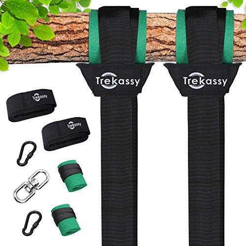 Trekassy 6000 lbs Tree Swing Hanging Straps Kit Two 10ft Double Layer Straps with Tree Protectors Carabiners Heavy duty for Swing Set and Hammock