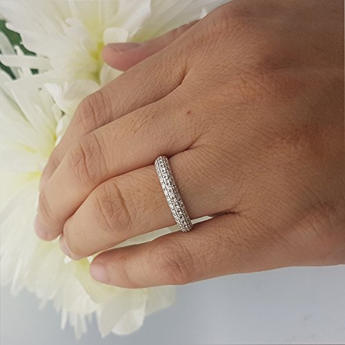 0.4tw 14K Solid Gold Round White Diamond Womens Wedding Band Stackable Ring3
