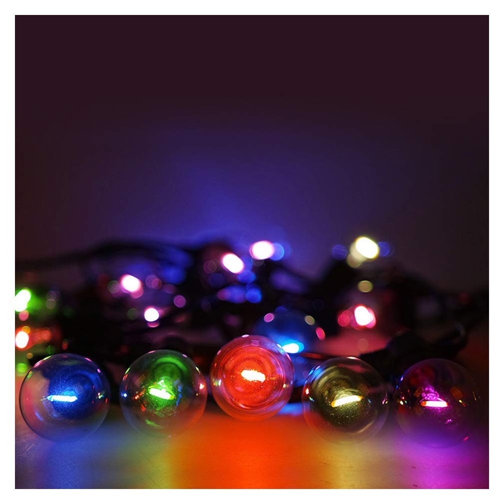 luci di natale,luci solari all'aperto della stringa lampadine multicolori del globo G40 luci di Natale impermeabili- 27,8 Ft 25 LED 4 modalità per la decorazione del partito del giardino del pati