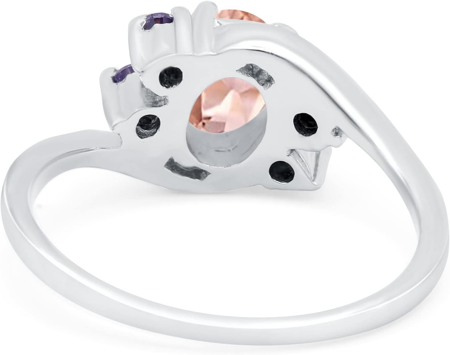 Blue Apple Co. Oval Art Deco Wedding Engagement Bridal Ring Round Simulated Amethyst Cubic Zirconia 925 Sterling Silver