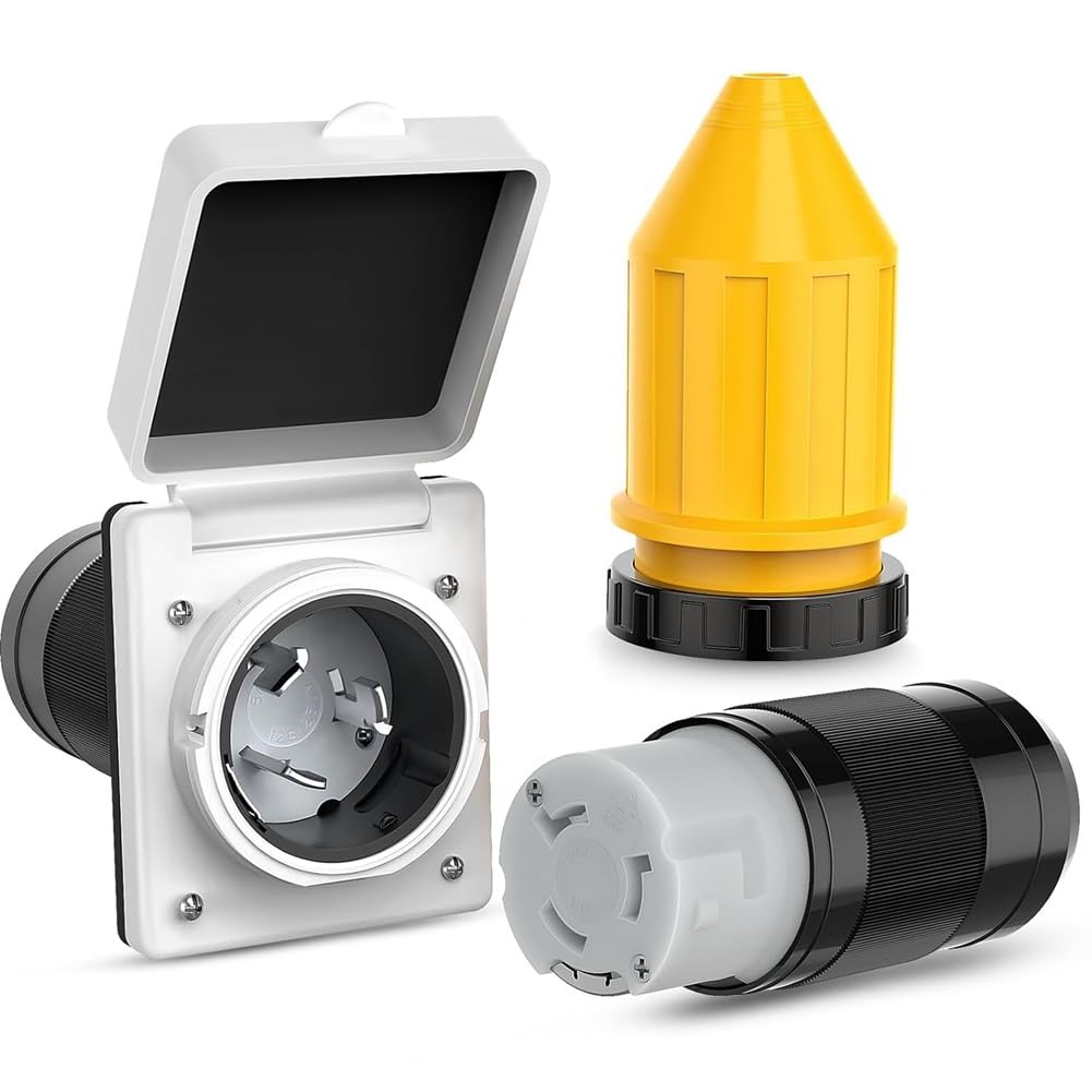 Kit Alimentación con Corriente para Vehículos Recreativos 50 Amperios con Protector Cable Arranque 125/250 V NEMA SS2-50P SS2-50R Bloqueo por Macho Hembra