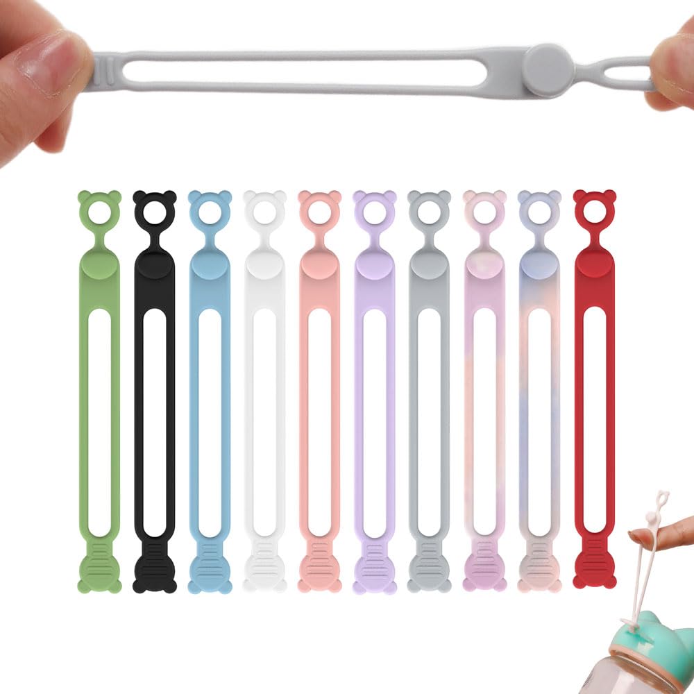 Organizador de cables de datos, organizador de cables de silicona, bridas eléctricas reutilizables, organizadores de gestión de cables, envolturas elásticas para cables de carga (10 unidades)