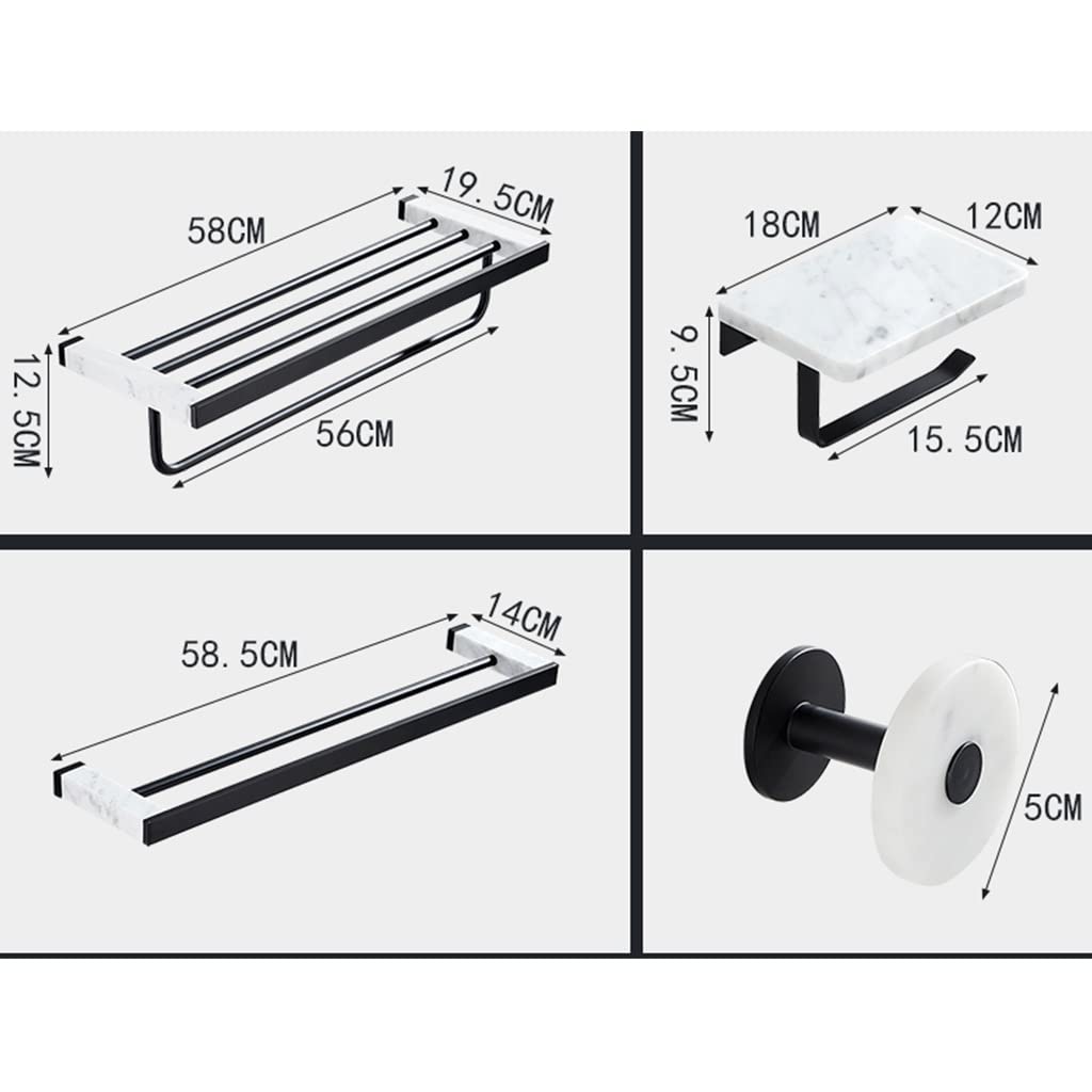 Nordic - Kit de estantes y accesorios de baño, montaje en pared, incluye soporte para teléfono móvil, cepillo de inodoro, gancho para abrigo, accesorios de cobre para almacenamiento organizado en el