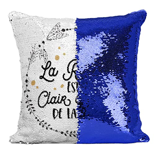 Coussin Sequin Bleu Citation Littéraire Cadeau d'Anniversaire Original