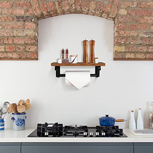 Lavievert Industrial Toilet Paper Holder, Double Roll Toilet Tissue Holder With Rustic Wood Shelf, Wall Mounted Pipe Toilet Paper Dispenser For Bathroom, Washroom, Kitchen - Brown #TOP5