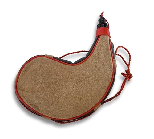 Adcshop Bota De Vino Tradicional Curva - Capacidad 1 2 Litro - En Cuero Vacuno Serraje - 22 Cm X 19 Cm - Peso Vacía 98 Grs. - Cierre Brocal Anti-Goteo