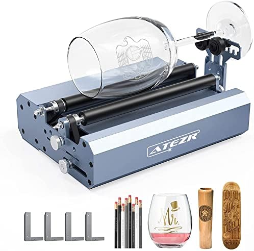 ATEZR KR Laser Rotary Roller, Laser Engraver Y-axis Rotary Roller, 360°Rotation for Engraving Cylindrical Objects of Different Sizes, Compatible with Most Engraving Machines