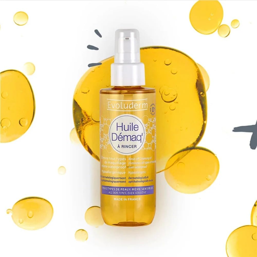 EVOLUDERM - Huile Démaq' - 150 ml - Ingrédients d'Origine Naturelle - Végan - Fabrication Française