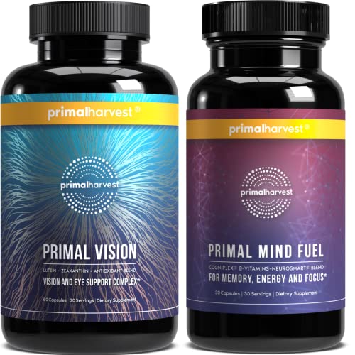 Primal Harvest Brain Boost & Vision Supplements For Women And Men Vision And Eye Support Complex With Lutein, Zeaxanthin Bundle #TOP6