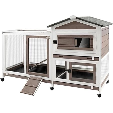 Cage A Lapin PawHut Rabbit Hutch, Guinea Pig Hutch, 2-Tier Bunny