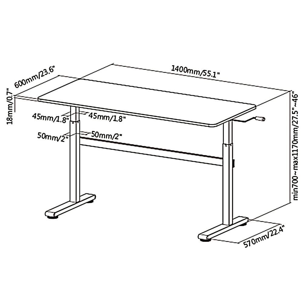 ER-401 Sitz-Steh-Schreibtisch Manuell Höhenverstellbarer Bürotisch Ergonomischer Tisch max. 117cm Belastbar bis 40kg (Weiße Farbe)