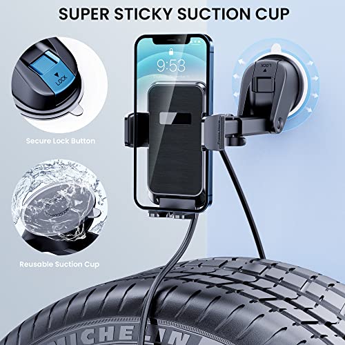 Phone Mount For Car Phone Mount [Military-Grade Super Suction] Phone Holder Car Mount For Iphone Automobile Cell Phone Accessories For Dashboard Windshield Air Vent Fit All Iphone Android Smartphones #TOP3