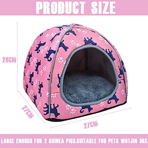 Afyhh Rabbit Guinea-Pig Bed House - Small Animal Cozy Cave Large Hideout Hides Hamster Hedgehog For Chinchilla Bearded Dragon Guinea Pig Accessories (Rose) #TOP1