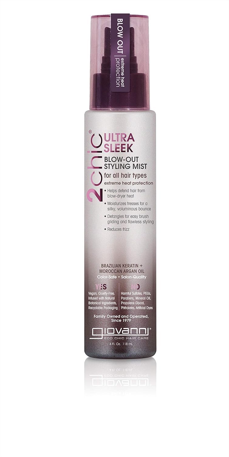 GIOVANNI 2chic Ultra-Sleek Blow Out Styling Mist Spray, Color Safe, 4 oz