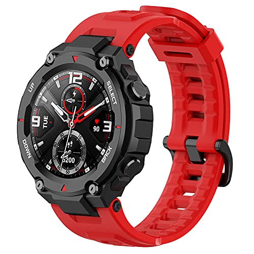 Braleto Bracelet Silicone Compatible pour Amazfit T-Rex Pro Bracelet Compatible pour Amazfit T-Rex/T-Rex Pro (Rouge) Cover
