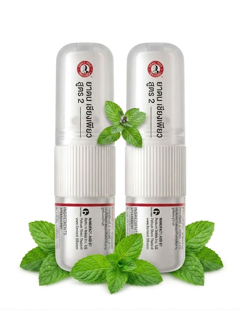 Siang Pure 2-in-1 Aromatic Nasal Inhaler and Oil, White, Portable Aromatherapy Wellness Stick, New Packaging/Pack of 2/ Cooling Menthol, Peppermint and Eucalyptus Oil - Allergy-image-8